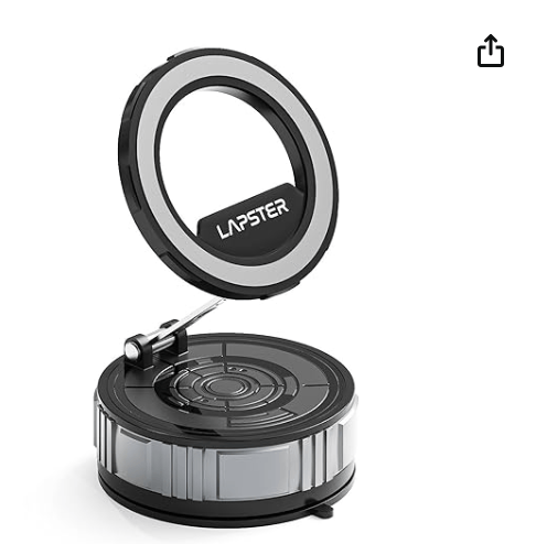 Lapster Magneto M3 Magnetic Phone Holder with Vacuum Suction 360 rotation | Universal Car Mount for Dashboard, Gym, Mirror & Shower | Hands-Free Mobile Stand Compatible with All Smartphones.