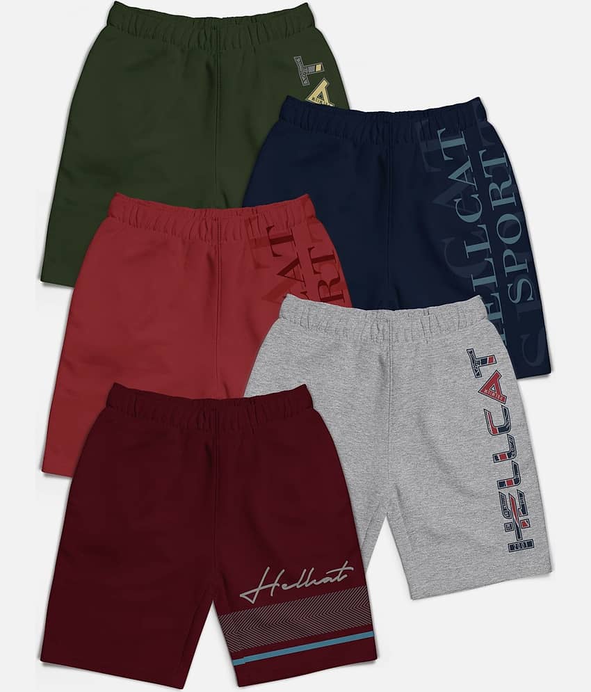 HELLCAT Pack of 5 Cotton Blend Shorts For Boys ( Multi Color )