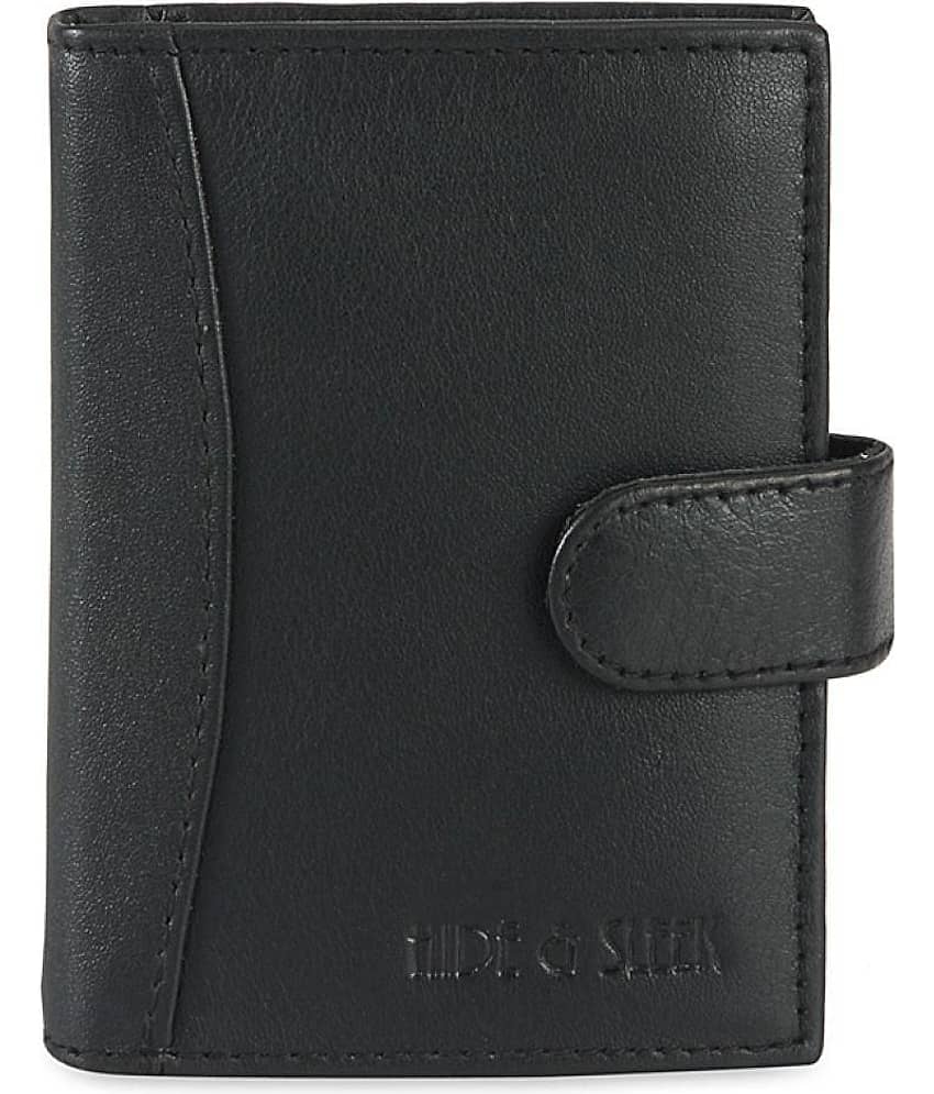 Hide&Sleek RFID Protected Black Leather 20 Slot Card Holder