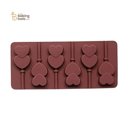 6 Cavity Double Heart Lollipop Silicone Chocolate Mould