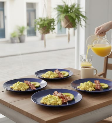 Table & Tale Premium Porcelain Salad Plate | Crafted in Sri Lanka | Scratch & Chip Resistant | Microwave & Dishwasher Safe | Ideal for Salads, Appetizers, Desserts, Side Dishes | Set of 4