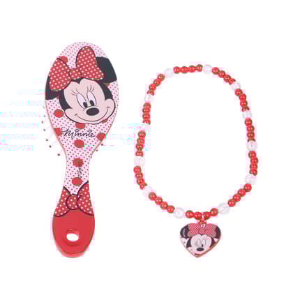 Li'l Diva Minnie Mouse Hair Brush With Necklace For Girls 3 Years and Above