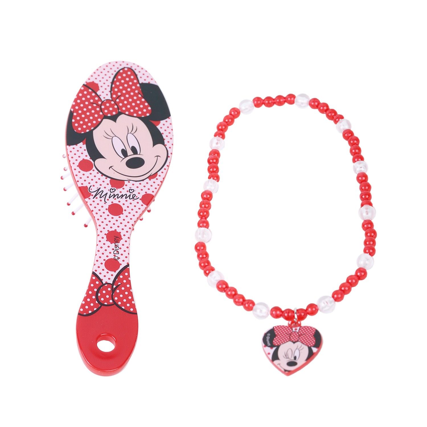 Li'l Diva Minnie Mouse Hair Brush With Necklace For Girls 3 Years and Above