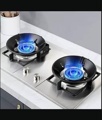 RAMDEV ENTERPRISE Black Gas Saver Burner Stand Gas Chula Burner Gas Saver Stand Jali Ring Fire & Windproof Energy Saving, Gas Chula Support Stand 4 Legs Supported For Indian Gas 0.7Mm (Pack Of 2) Black - Metal.