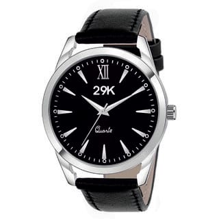 29K 9010 Round Black Dial Leather Strap Partywear/Formal/Casual Boys Smart Analog Watch For Men