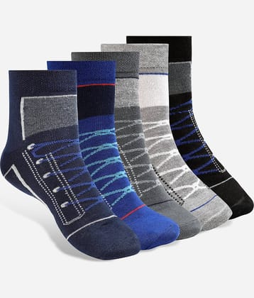 Texlon Cotton Men's Printed Multicolor Ankle Length Socks ( Pack of 5 )
