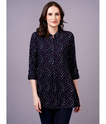 JC4U Women's Rayon Regular Top ( Navy Blue )