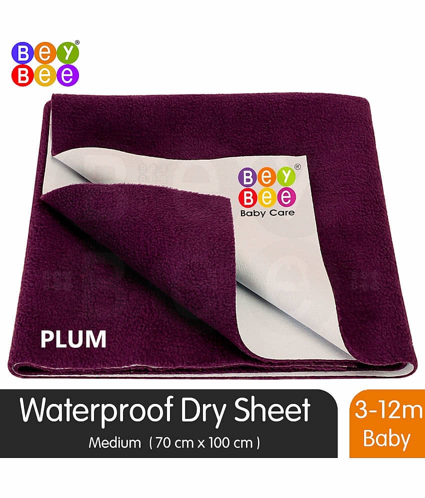 BeyBee Waterproof Rubber Sheet (Medium (100cm X 70cm), Plum)