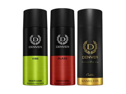 Denver Pack of 3 Deos (Vibe + Blaze + Caliber) - 150ml Each Denver Pack of 3 Deos (Vibe + Blaze + Caliber) - 150ml Each