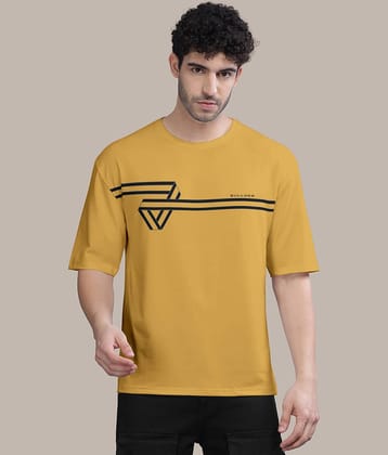 BULLMER Pack of 1 Cotton Blend Oversized Fit Men's T-Shirt ( Mustard )