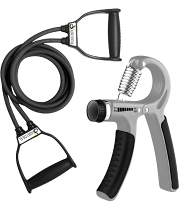 AJRO DEAL Rubber Double Toning Resistance Band &  Adjustable Hand Gripper for Full Body Workout, Forearm Exercise Finger, Exercise Power Gripper