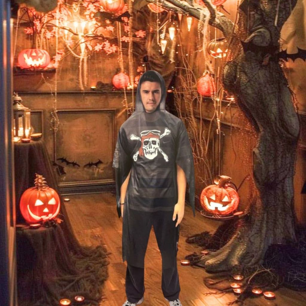 Pirate Poncho Adult Costume w/ Skull Print for Halloween/ Theme Party - Free Size - 1PC - Party and Festive Needs | Buy online on ZillyBuy