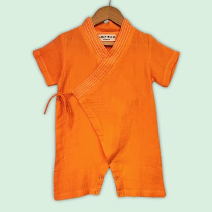 Tangerine Bliss Kimono Romper-0-3 months