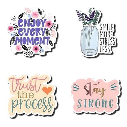 Bindian Printed MDF Wooden Kitchen Fridge Magnets, Set of 4, for Women, Girls, Housewives (Color 26)