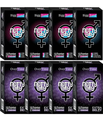 NottyBoy 4 IN 1, Dotted, Long Lasting, Extra Time, Ribbed, Contour Condoms For Men - 80 Units