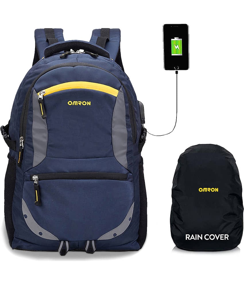 OMRON BAGS 35 Ltrs Polyester Backpack With Raincover *For Men & Women ( Blue )