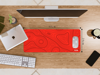 "ABSTRACT WOOD WAVES" Gaming Mousepad- Elevate Your Gaming Experience-Medium (28CM X 60CM) / Red