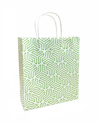 90 GSM Fluorescent Single Color Printed Small Paper Gift Bags, Ideal For Birthday Return Gifts & Gifting On Special Occasions (Green, Size: 9.4 x 8.3 x 3 Inch) -  12