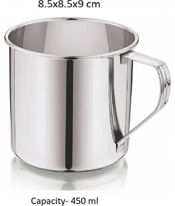 Dynore 450 ML Mug Stainless Steel Coffee Mug 450 mL ( Pack of 4 )