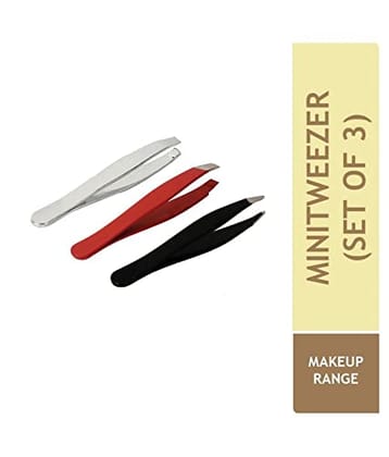 Elecsera Professional Tweezers for Eyebrows, Flat, Pointed & Slant Tip Eyebrows Tweezer Set