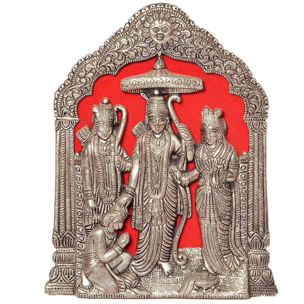 DreamKraft Aluminium Lord Ram Darbar Idol, Standard, Silver, 1 Piece