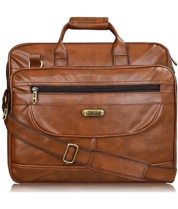 Lorem Tan Faux Leather Office Bag - Tan