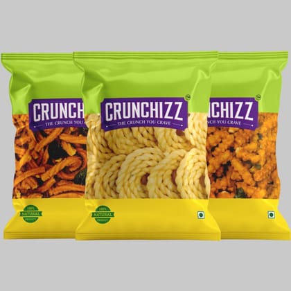 CRUNCHIZZ - 3 in 1 CHAKLI COMBO I GHEE Murukku, RICE Murukku, TOMATO Murukku I Traditional South Indian Recipe I No Artificial Additives I Authentic & Crunchy I 200 Gram Each I Total 600 Grams