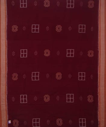 Maroon brown handwoven sambalpuri cotton saree Maroon brown handwoven sambalpuri cotton saree