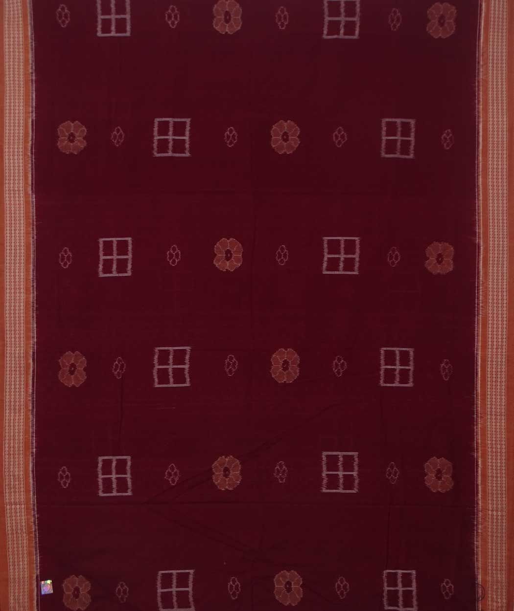 Maroon brown handwoven sambalpuri cotton saree