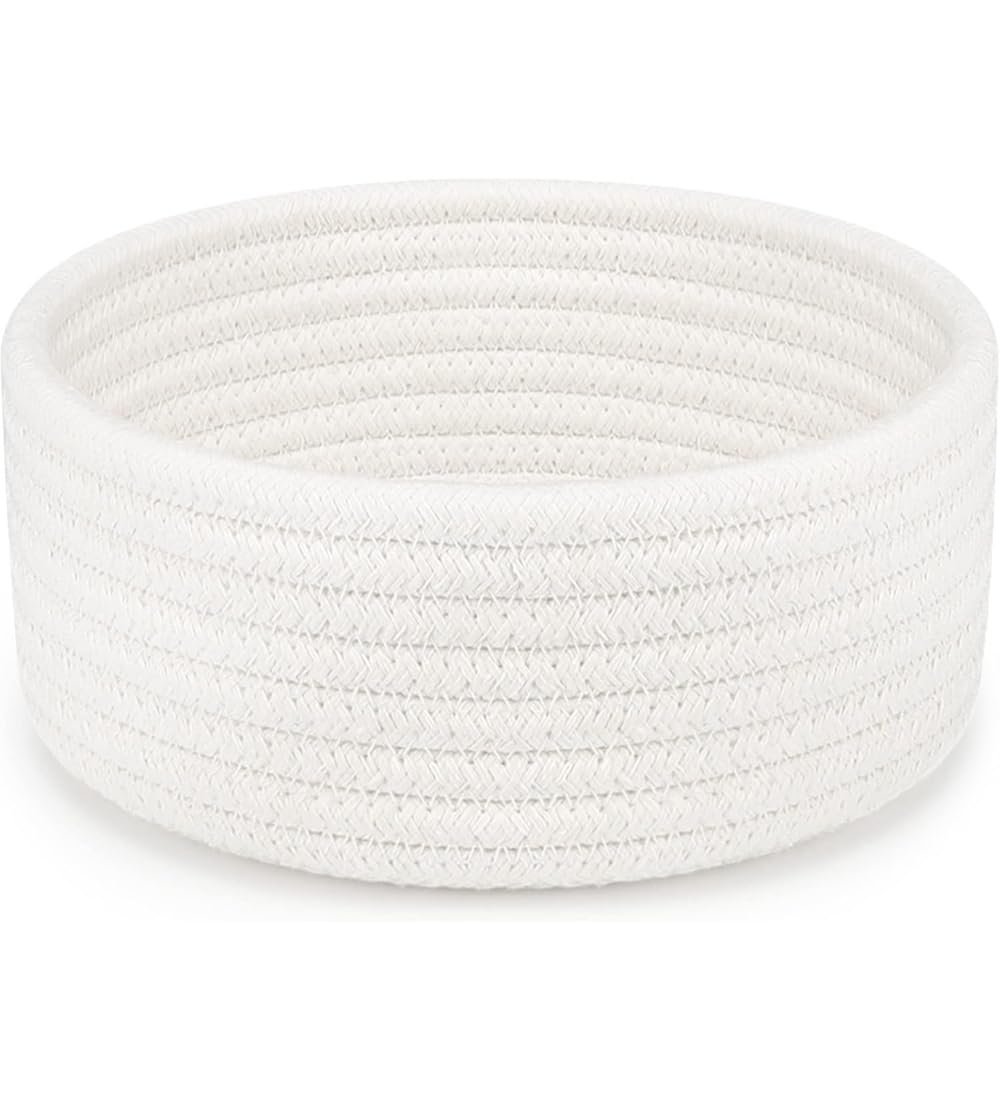 Generic Cotton 8x3 Inch Round 1 Pcs Bedside Organizer With Out Lid (White)-PID66380