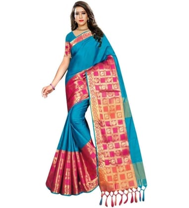 Women's Jacquard Woven Saree With Unstitched Blouse 5.5Mtr (Multicolor)-PID54520