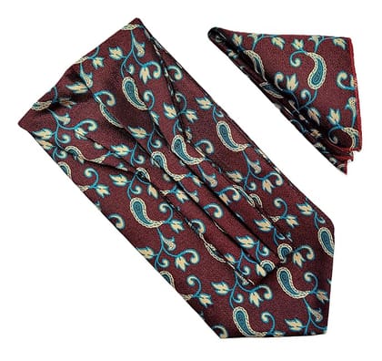 VOICI France Men's Self-Design Cravat Ascot NeckTie for Men Free Size Microfiber Fabric-Burgundy & Blue VOICI France Men's Self-Design Cravat Ascot NeckTie for Men Free Size Microfiber Fabric-Burgundy & Blue