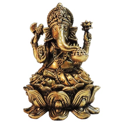 Brass Ganesh Ji Decorative Idol – Handmade Brass Ganesha Murti, Height : 4 Inch (BSMAS1826 G)