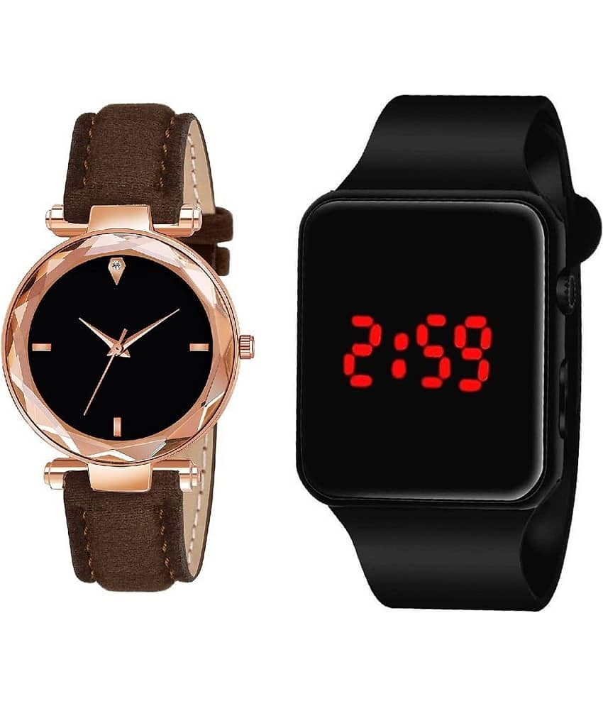 DECLASSE - Brown Leather Analog Couple's Watch