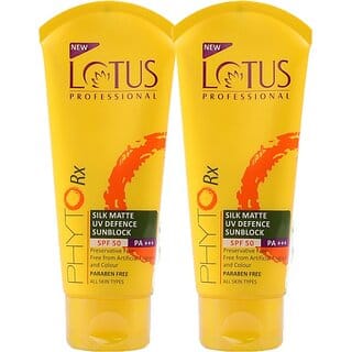 Lotus Professional Sunscreen - Spf 50 Pa+++ Phytorx Silk Matte Uv Defence Sunblock Spf50_75G ( Pack Of 2 ) (150 G)