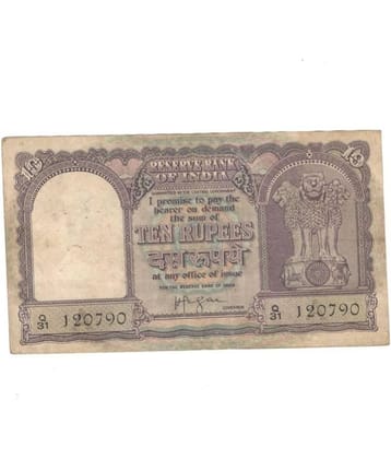 10 Rupees 1 Ship Big Sign. By H.V. Iyengar  Condition as per Image Buyer will get same item but series or prefix can be change