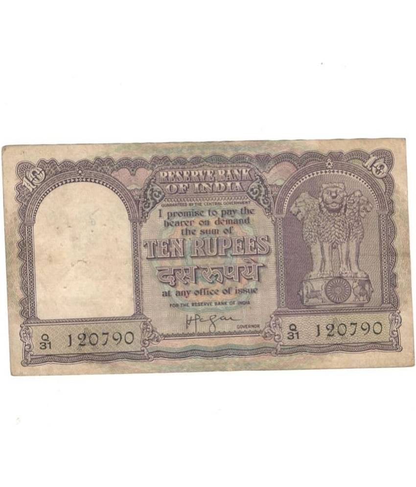 10 Rupees 1 Ship Big Sign. By H.V. Iyengar  Condition as per Image Buyer will get same item but series or prefix can be change