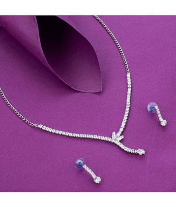 Sukkhi Alloy Silver Contemporary/Fashion Necklaces Set Collar