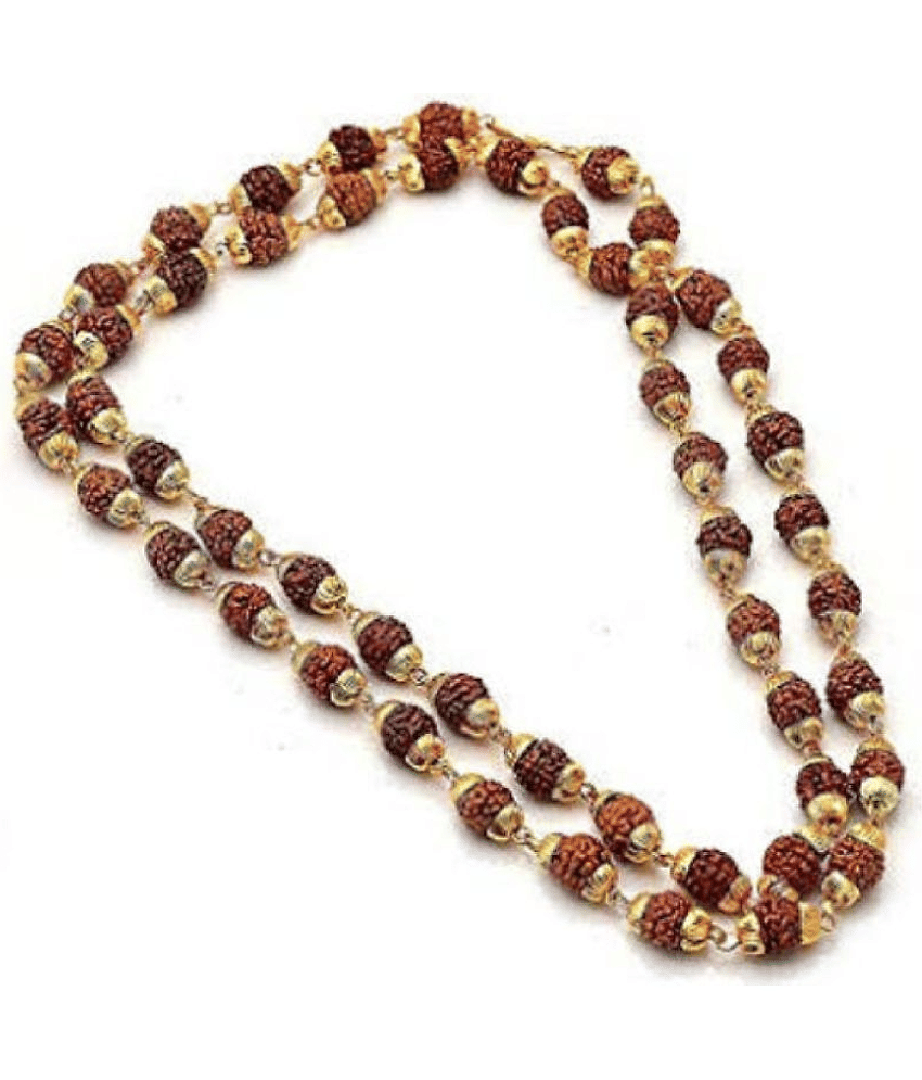 Original 5 Mukhi Rudraksha Mala With Gold Plated Cap