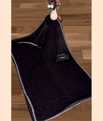 Vkaran Lycra Embellished Regular Saree With Unstitched Blouse Piece ( Black )