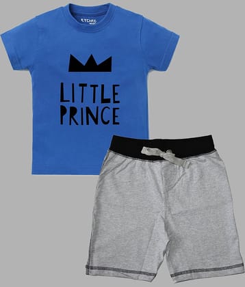 ETCHED DESIGN Pack of 1 Boys Cotton T-Shirt & Shorts Set ( Multicolor )