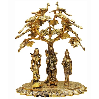 Aluminium Ram Darbar Tree Gold Plated Idol | Ram Parivar Decorative Murti for Home Mandir, Height : 16 Inch (ASMAS202 G)