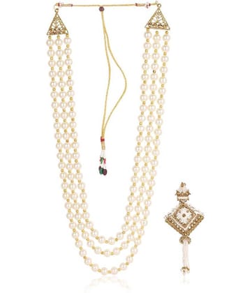Dulha groom sherwani Necklace/Moti Mala for Men for wedding | Groom Mala and Brooch Set
