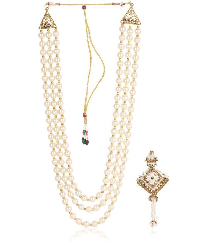 Dulha groom sherwani Necklace/Moti Mala for Men for wedding | Groom Mala and Brooch Set