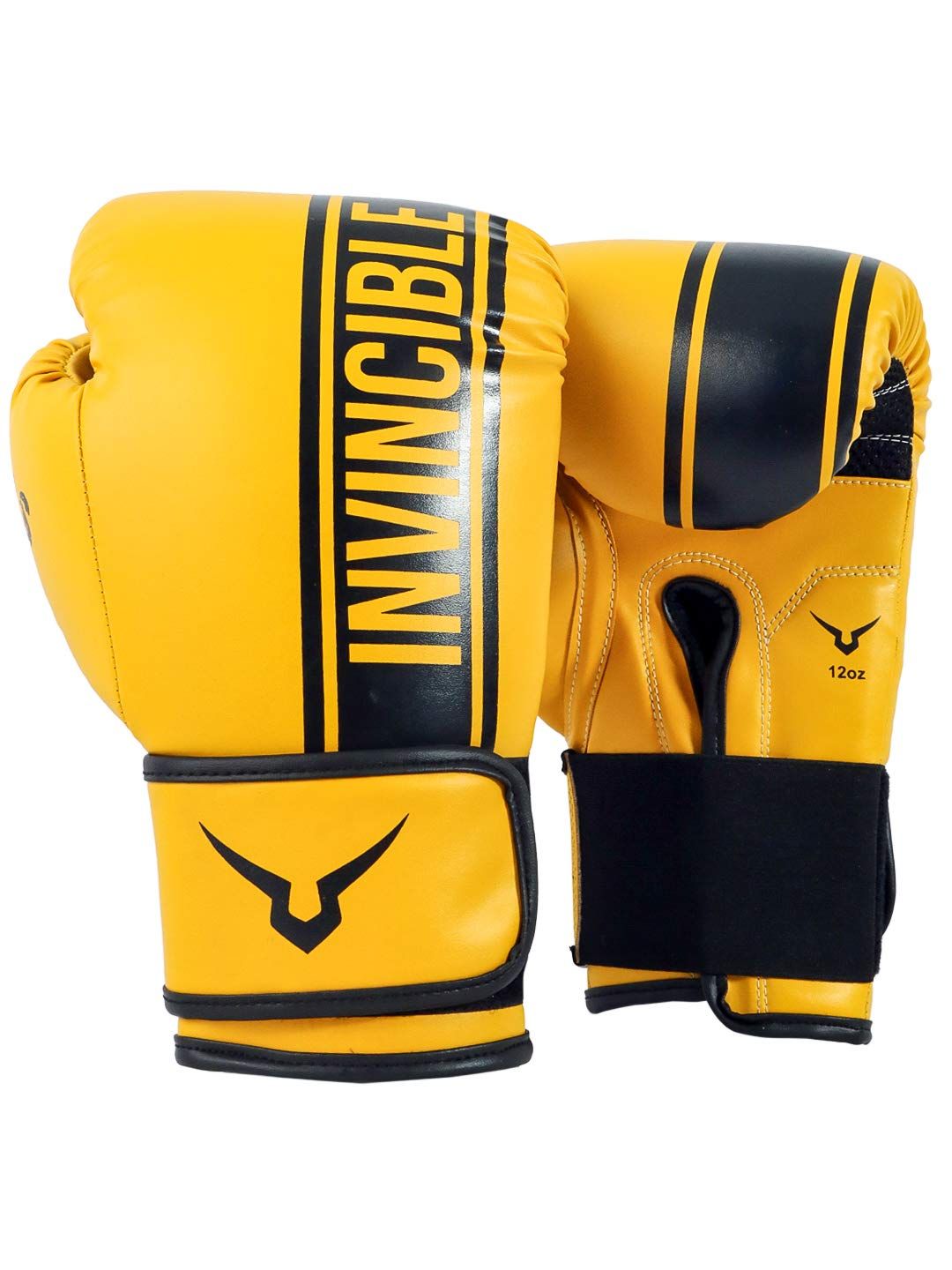 Invincible Tejas Fitness Training Synthetic Leather Boxing Gloves-Yellow / 8 OZ