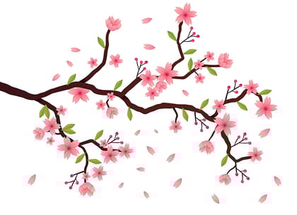 DreamKraft Pink Autumn Flowers PVC Vinly Wall Stickers (Multicolor, 60 cm X 160 cm)