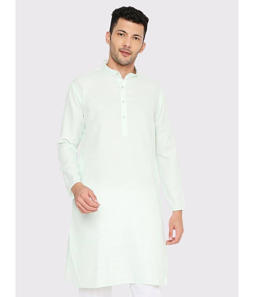 Maharaja - Light Green Cotton Blend Men's Regular Kurta ( Pack of 1 )