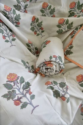 Kesari Buta Dohar: Jaipur Print, Lightweight ComfortSingle (Pair)