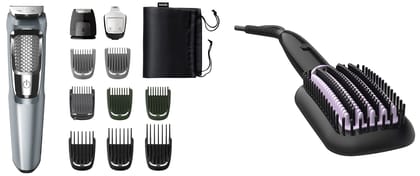 Philips India's No.1 Hair Styling Brand -Hair Straightener Brush, Naturally Straight in 5 Mins,5X Less Frizz,SilkProtect Keratin Tech,Triple Bristle Fast 50s Heatup,Scalp Protect,For Indian Hair,BHH880 Philips India's No.1 Hair Styling Brand -Hair Straig