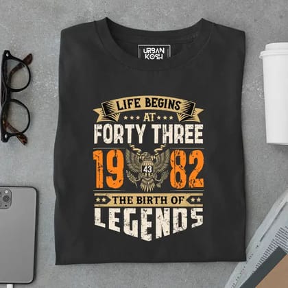 Life Begins at 43, The Birth of Legends Premium Unisex Birthday T-shirt-Black / S